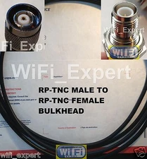 10-50' RFC240 Antenna RF Extension Cable RP-TNC Male to Female Bulkhead US Asmbl
