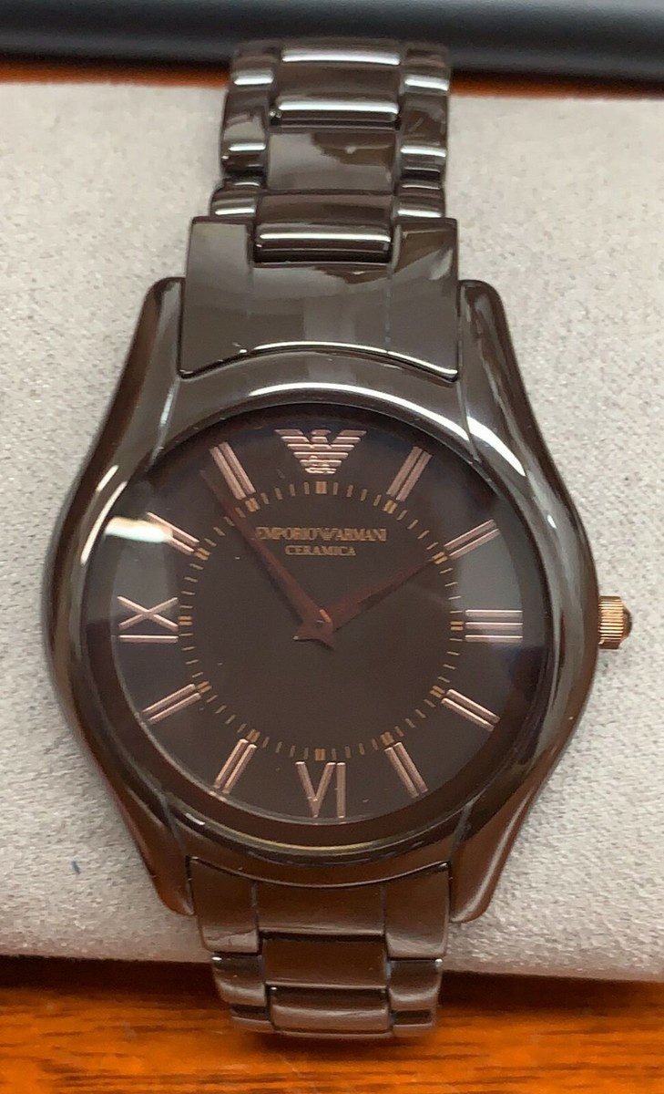 Emporio Armani AR1445 Ceramica Brown Dial Brown Ceramic Bracelet 