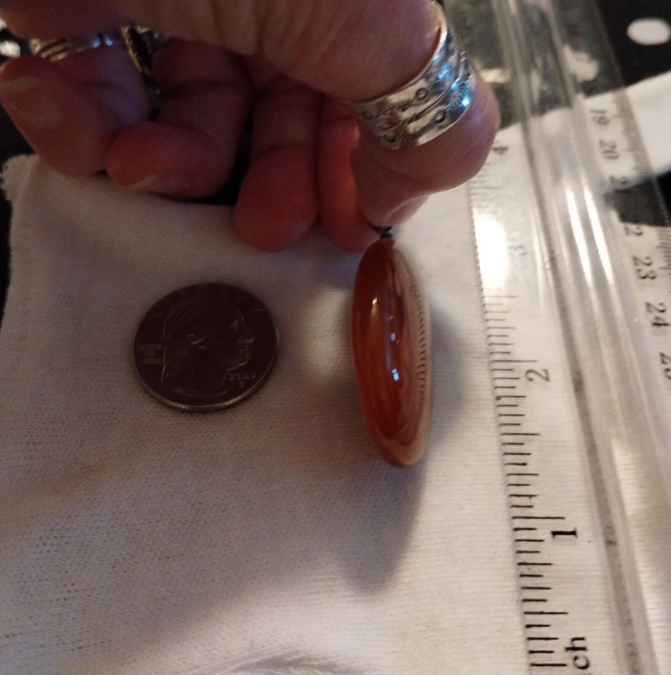 Colgante vintage de piedras preciosas de cornalina roja pulida de 17,00 grm con paca de ley :) Foto 3 de 4