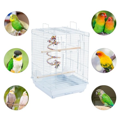 Open Top Small Travel Bird Cage for Canary Parakeet Cockatiel Budgie Parrot - Picture 9 of 10
