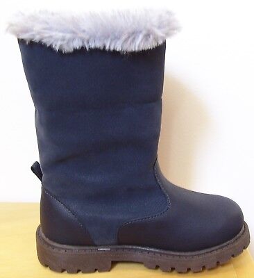 navy blue fur boots