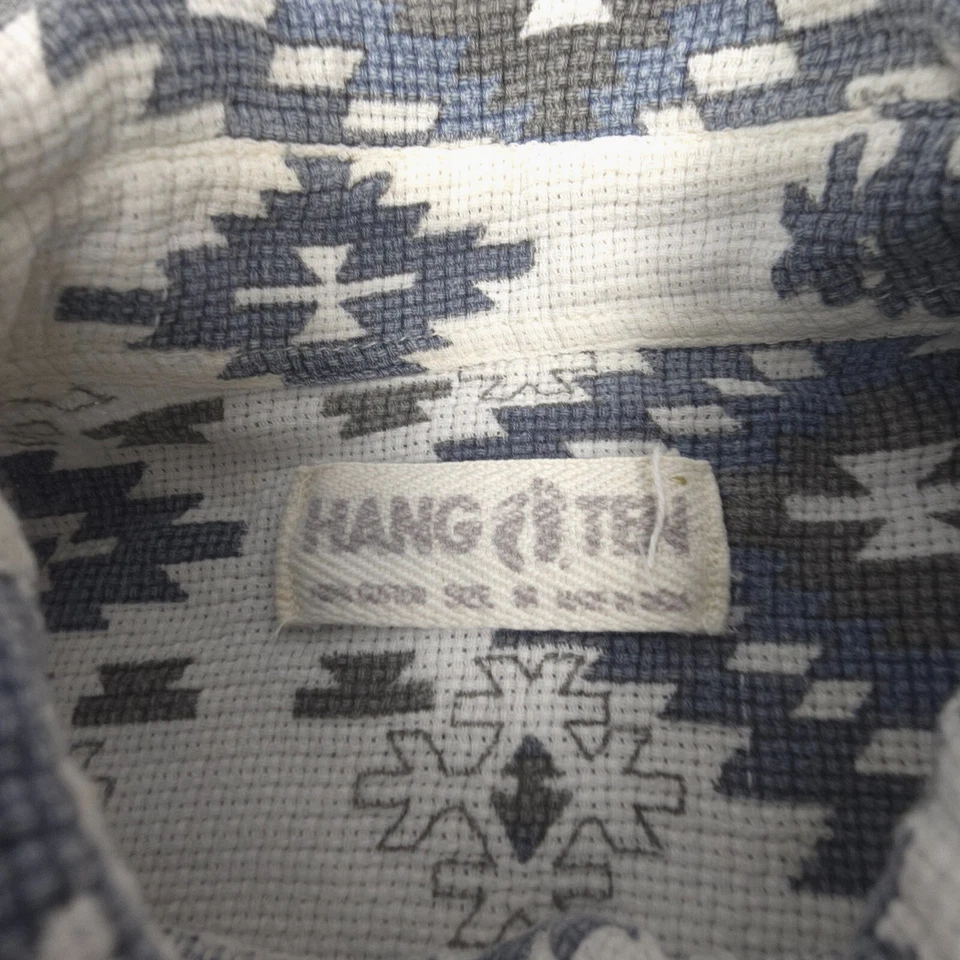 Hang Ten Shirt Mens MEDIUM Blue Geometric Short Sleeve Button Up Casual Size M - Image 2 of 4