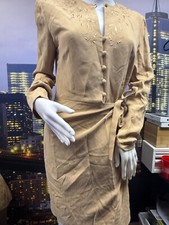 Dana Buchman Faux Wrap Dress - Women's Size 8 - Tan Embossed - NWOT