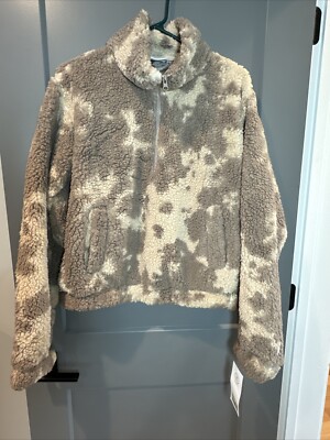 Sage Collective Tan Brown Jetsetter Cropped Sherpa Teddy Jacket M