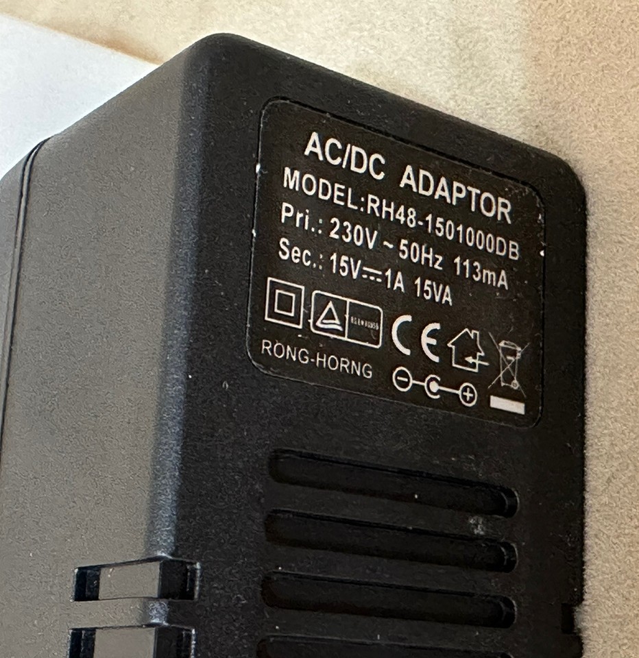 AC/DC Mains Power Adaptor 15V 1A Belkin Replacement 2.1mm 5.5mm