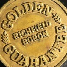 c1970's-80's Brass Richfield Boron "Golden Guarantee" Mail Return / Lost Key Fob