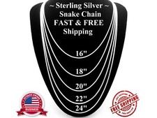 Sterling Silver .925 Snake Chain Necklace 2mm 16" 18" 20" 22" 24" FREE SHIPPING 