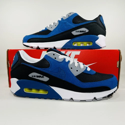 Nike Air Max 90 Men's Running Shoes Athletic Sneakers Black Blue Trainers New