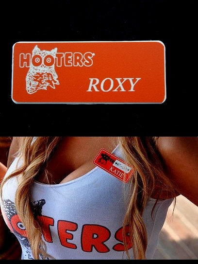 Hooters Girl Uniform Roxy Name Tag  Lingerie Casino Waitress Xtra Bartender pin