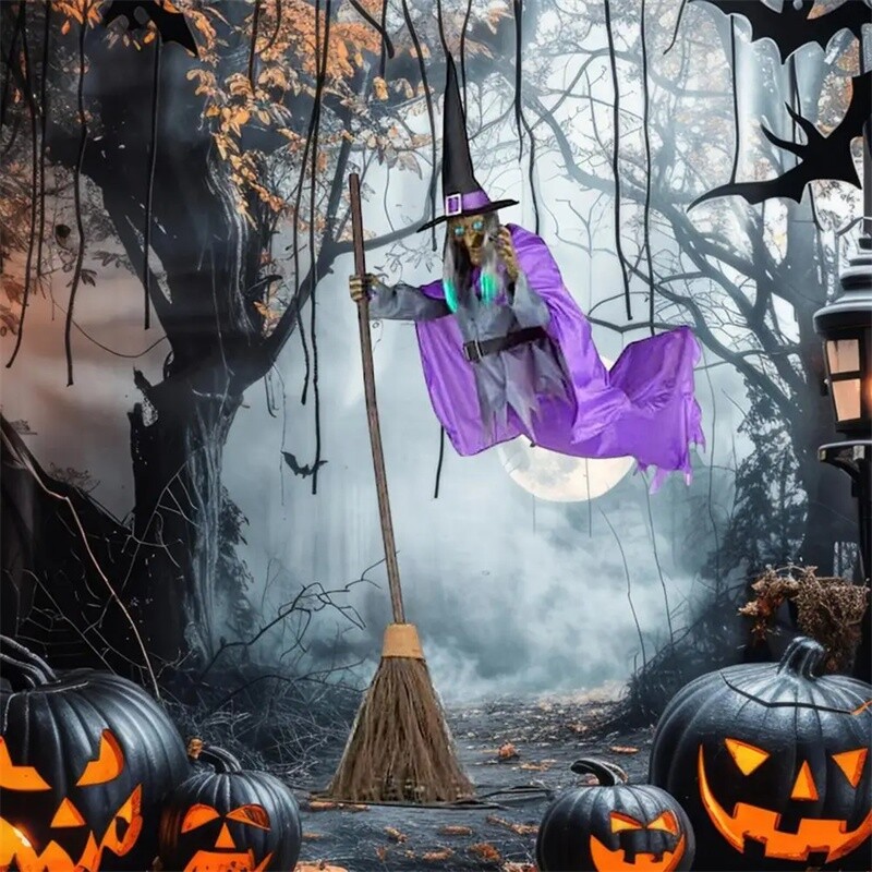 Halloween Animado Bruja Flotante Animatrónica Halloween Decoraciones Exterior NU