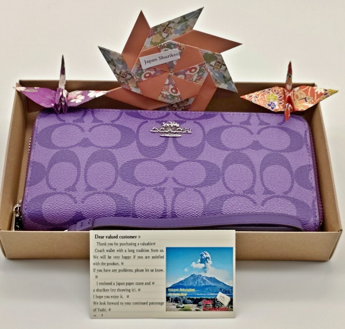 COACH C4452 Sports Purple Signature Long Zip Wallet with COACH C4452 Sports Purple Signature Long Zip Wallet with