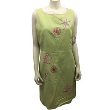 JESSICA HOWARD EMBROIDERED LINEN BLEND  SHIFT DRESS 14