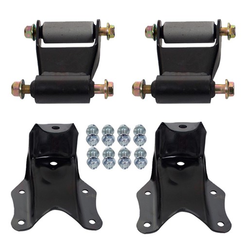 Rear Leaf Spring Shackle Bracket Hanger Kit For Ford F150, F250, F350, Bronco - Lifetime Warranty, Black Finish 5 thumbnail image