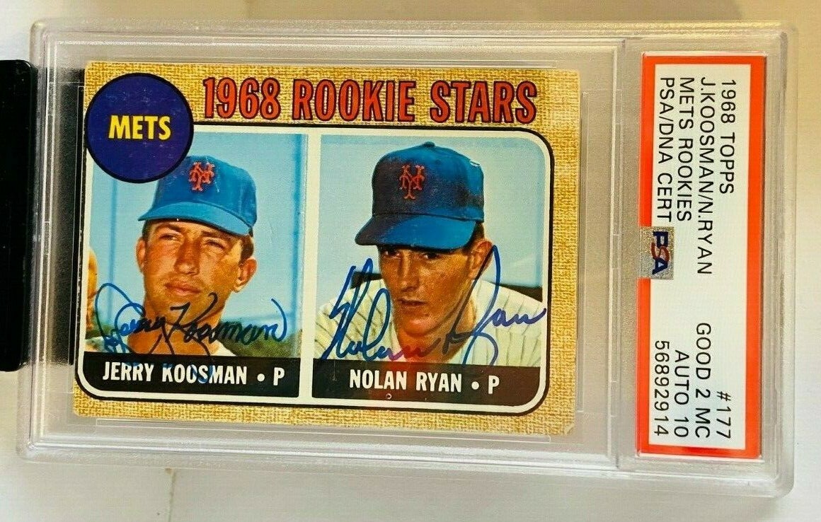 1968 Topps #177 Nolan Ryan / Koosman Signed PSA 2 PSA DNA Auto Gem 10 Rookie