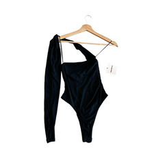 SuperDown One Shoulder Black Bodysuit