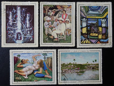 TIMBRES du 1CUBA - TABLEAUX N°1086/1090 oblitéré CACHET à DATE