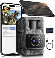 Solar Trail Camera WiFi Bluetooth - 4K 64MP Game Camera with 6000mAh Bat