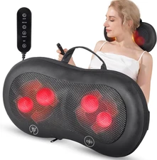 Cordless Back Neck Shoulder Massager Heat 3D Kneading Deep Tissue Pillow