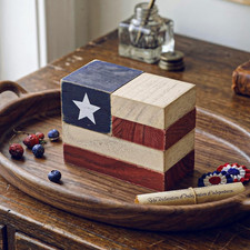 4Th of July Decorations, Patriotic Decor Rustic American Flag Wooden Blocks Set,