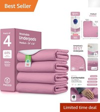 Pack of 4 Washable Incontinence Pads - Waterproof, Heavy Absorbency 34" x 36"