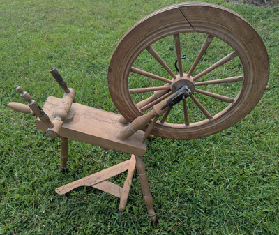 Antique Saxony Style Spinning Wheel Marked J.D.G. As Is Parts Not