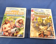 Wii Super Monkey Ball Banana Blitz and Shrek's Carnival Craze