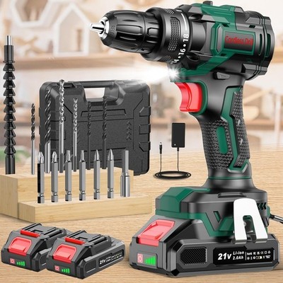 CEEIGOO Akku-Bohrschrauber Brushless, Elektrobohrschrauber 21V mit 2×2000mAh Akkus