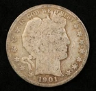 1901-S Barber Half Dollar 50C Silver Coin Good Grade (#SLC00271)