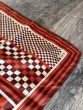 ECHO silk scarf orange and brown checker rectangular art deco