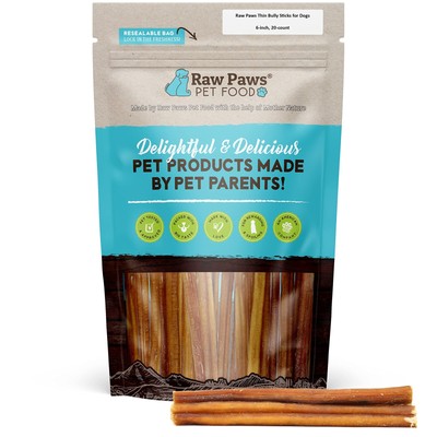 Thin Bully Sticks for Small Dogs, 6'' (20 Pack) - Low Odor Bully Chews for Pup...