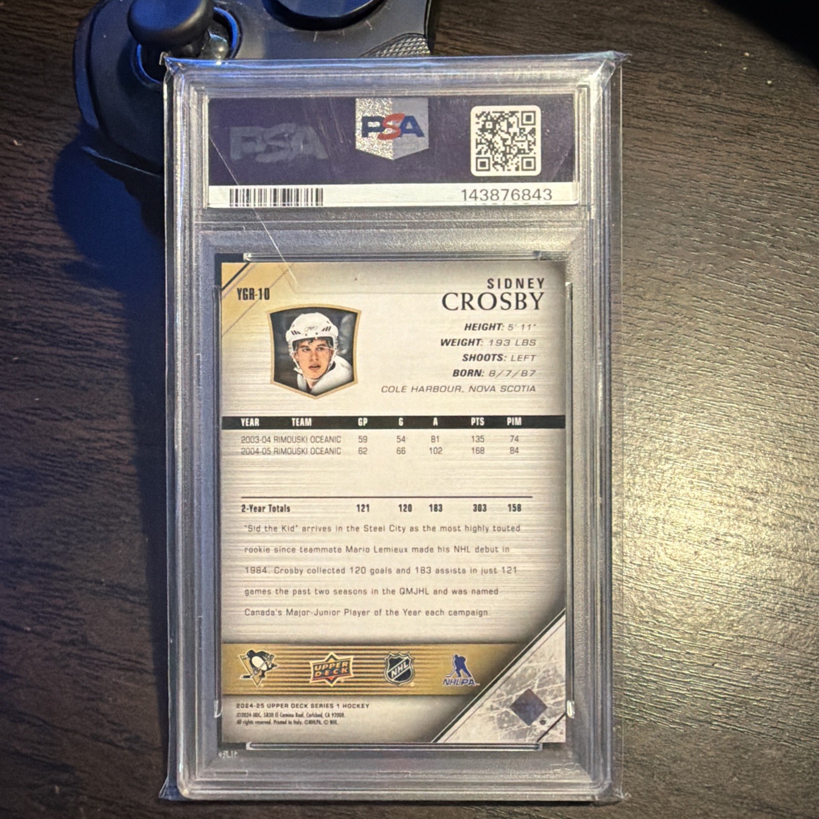 2024 Upper Deck Young Guns RENEWED Sidney Crosby #YGR10 PSA 10 Gem Mint Pens view 4