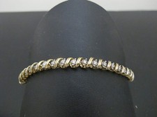Classic DIAMOND 10k Yellow Gold TENNIS Swirl S Link Bracelet