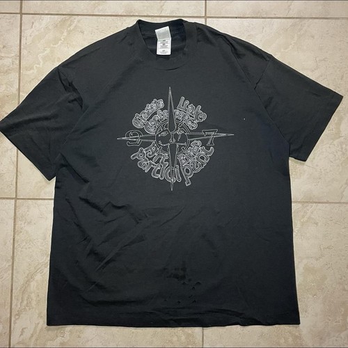 vintage 90s Sundial Art Exhibit black single-stitch faded t-shirt mens XL