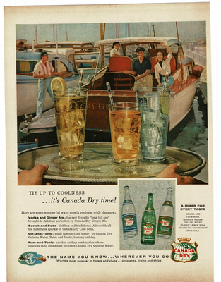 #ad 1956 Canada Dry Soda for cocktail drink mixer People having fun on boat Ad $8.95