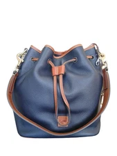  Dooney & Bourke Midnight blue Drawstring Bag shoulder of pebbled leather 