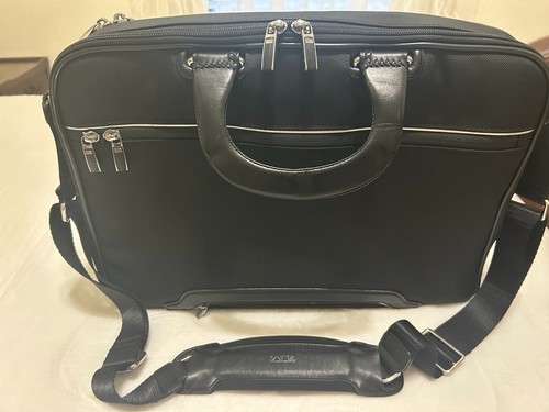 TUMI Executive Laptop Briefcase Black Nylon Leather Business Travel Bag