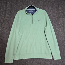 Vineyard Vines Mens Pima Cotton Quarter Zip Pullover Sweater Light Green M