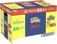 Walkers Snacks Box (Pack of 60) 24x Quavers, 24x Baked Wotsits, 12x Mega Monster