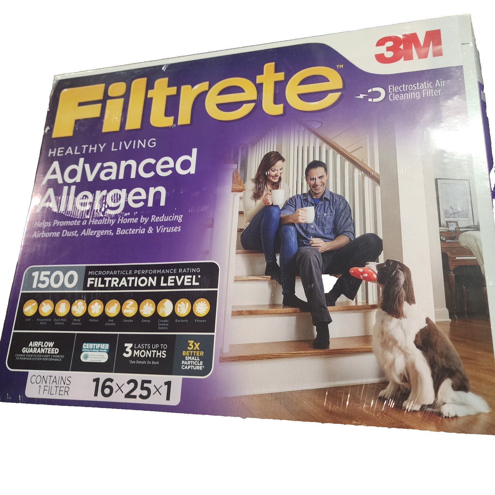 3M Furnace Filter  3M Filtrete 16x25x1 Air Filter MPR 1500 MERV 12,  NEW