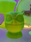Fenton Owl Lime Green Fairy Lamp Glowing Uranium Glass Custard