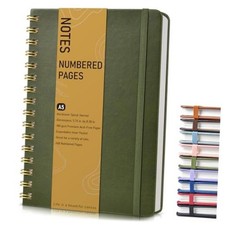 Spiral Journal Notebook, A5 Hardcover Spiral Journals for Women Lined Green
