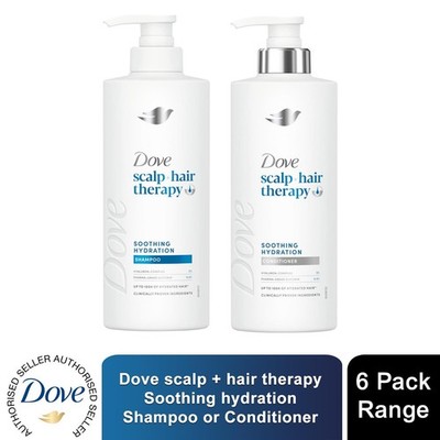 Dove Scalp+ Hair Therapy beruhigendes Feuchtigkeitsshampoo oder Conditioner 400 ml, 6er-Packung