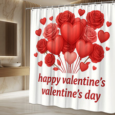 Valentine's Day Red Hearts Shower Curtain for Festive Decoration