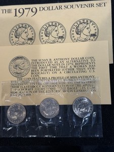 1979 Susan B. Anthony Dollar Souvenir Set - 3 Coin Uncirculated P D S Mint OGP