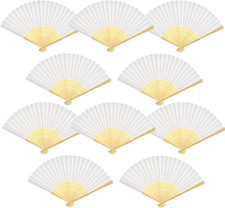 20 Pack Handmade Paper Folding Fans Bamboo Hand Held Fan for Gift Party Favors H