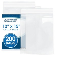 12" X 15" Self-Sealing Cellophane Bags 200 Count Clear Poly Packaging for C...