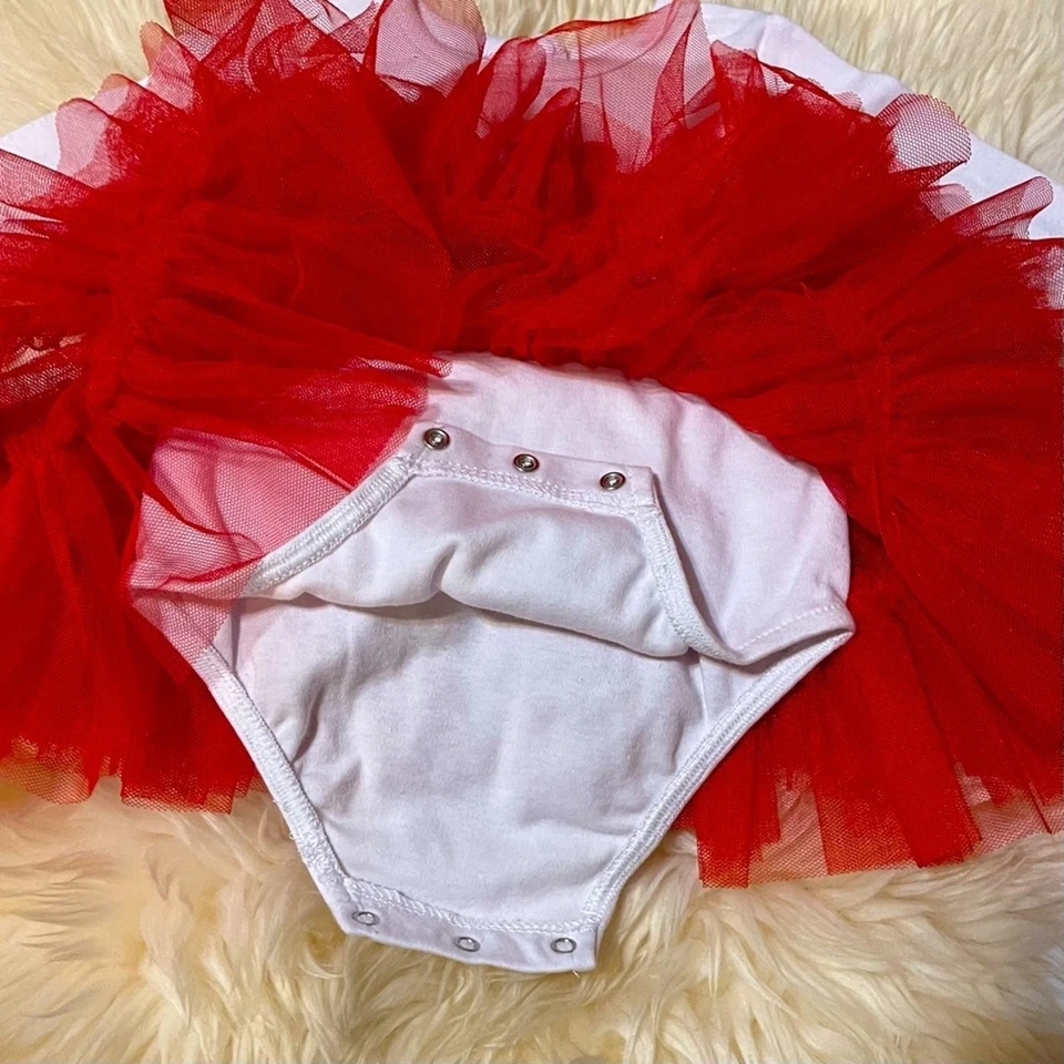 Baby Gear Falda Tutú Roja de Una Pieza Día de San Valentín Manga Larga Balletcore Talla 6M Foto 3 de 4