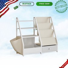 NEW Kids Bookshelf  Toy Storage White Montessori Bookcase for Nursery Toddler