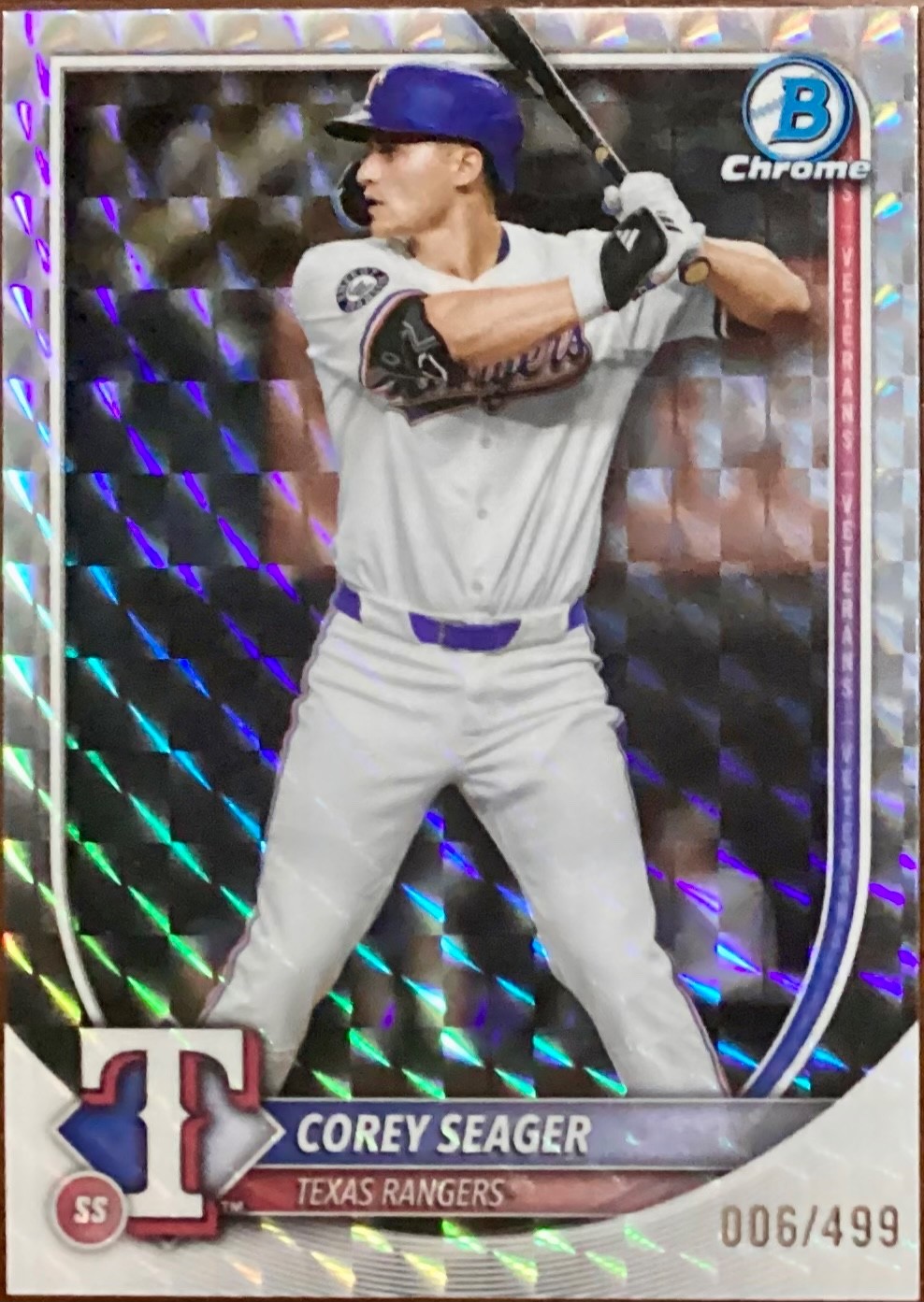 2025 Bowman Chrome Corey Seager 006/499 Geometric Refractor #45 Texas Rangers ⚾️
