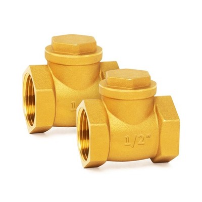 Brass Swing Check Valve DN15 1/2'' Female Thread One-Way Horizontal 2-Pack